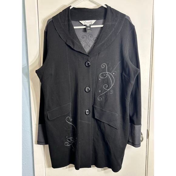 Vincente Jacket XL Black Color Block Embroidered Whimsigoth Stevie Nicks Vamp - Picture 1 of 10
